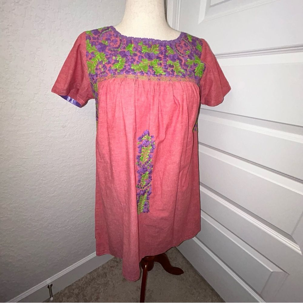 MI GOLONDRINA Liliana Embroidered Short Dress